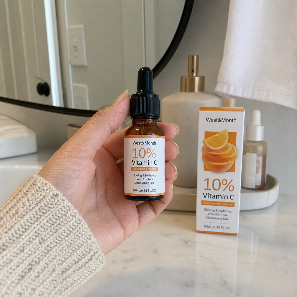 Lifestyle photo of Vitamin C Serum held by hand